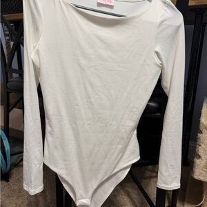 Pink Lily Classic White Long Sleeve Bodysuit